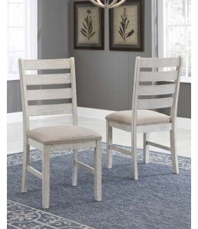 Fabric Upholstered Dining Chair with Wooden Ladderback Design - Derby